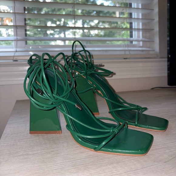 Fashion Nova Emerald Strappy Heels - Picture 1 of 6